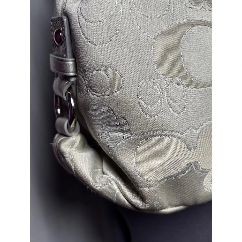 Y2K Coach Ashley Signature Carryall Butterfly‎ Garden Bag Silver Gray F19976